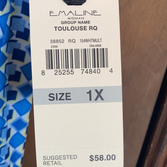 Emaline top sleeveless abstract geometric print w stretch casual office 1X  3X - Picture 11 of 17